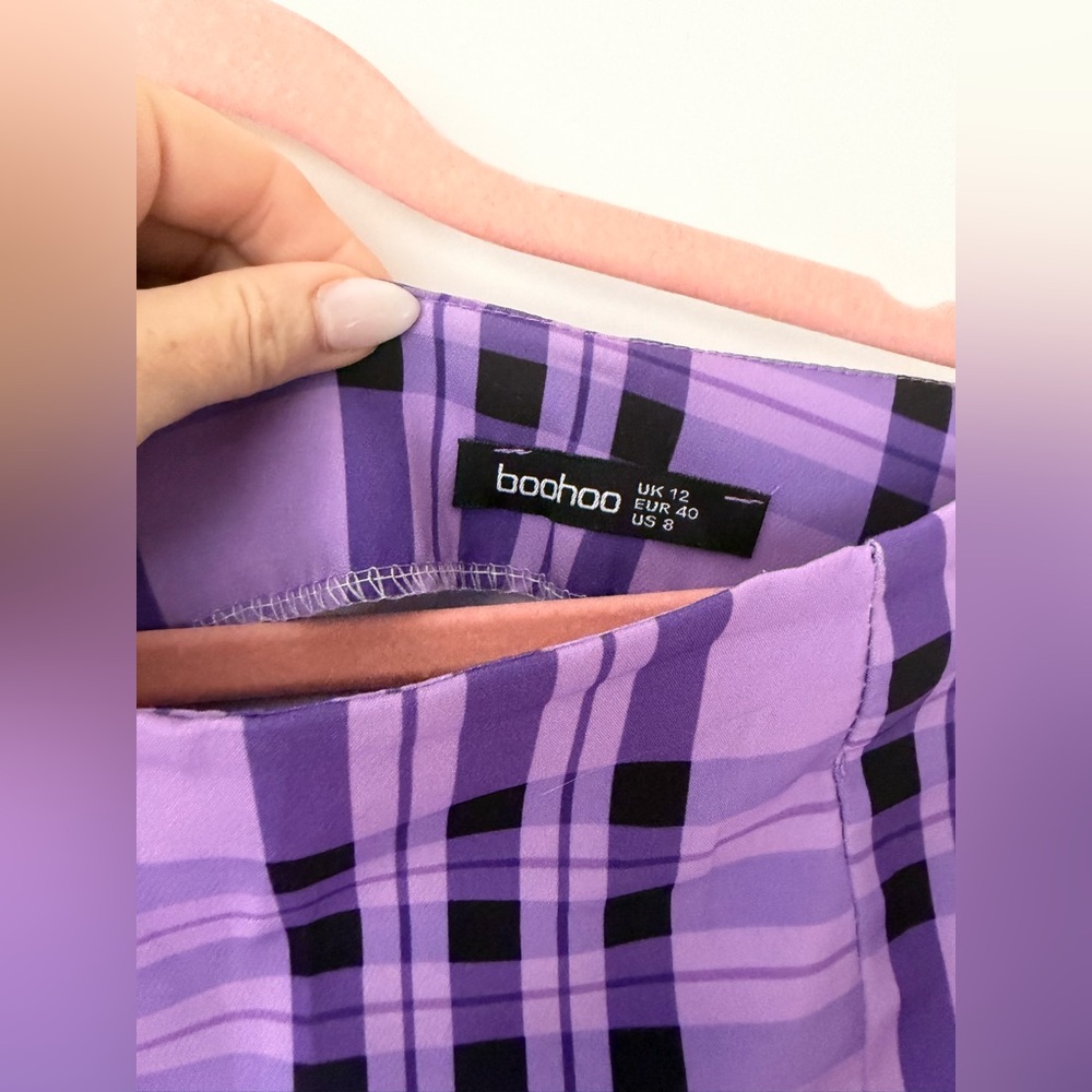 Purple Plaid Double-Breasted Blazer Jacket & matching mini skirt - Picture 10 of 13